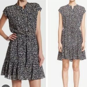 Rebecca Taylor Pop Ditsy Flower Silk Tie Waist Knee Length NWT Dress